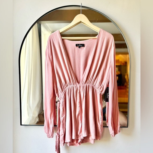 LULUS| BNWT pink Romper with tie | Large - Picture 1 of 5